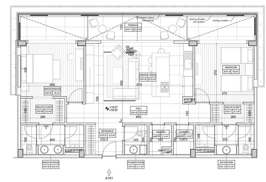 Two bedroom 2D floor plan