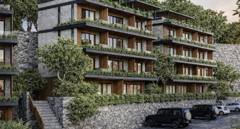 Residence building on the hillside