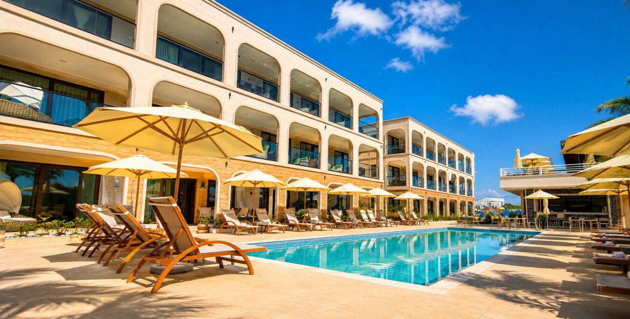 Pool terrace and facade