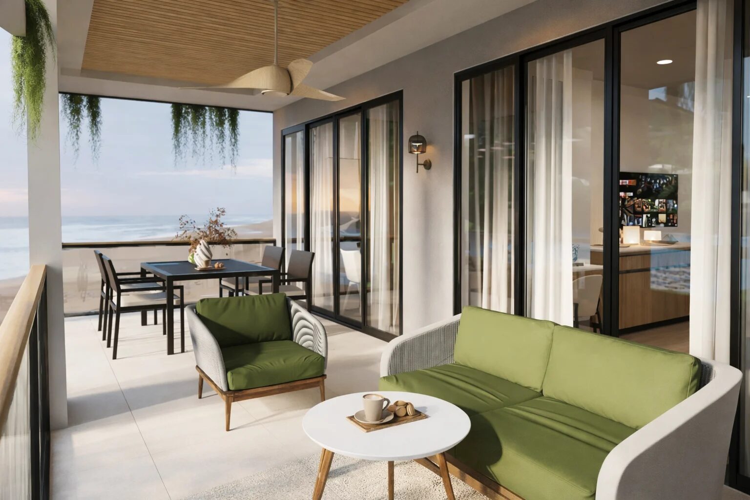 Living space opening to the terrace