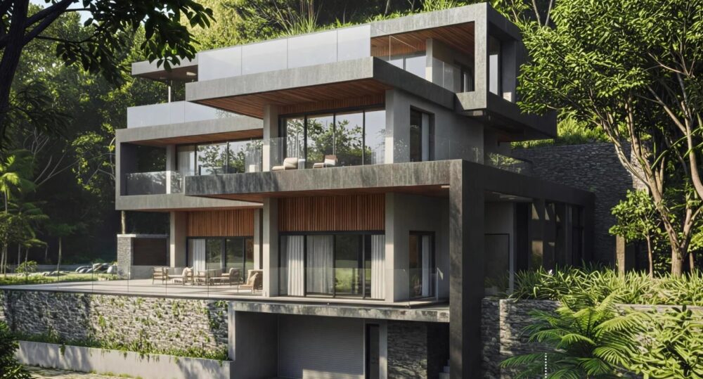 Hillside villa in jungle