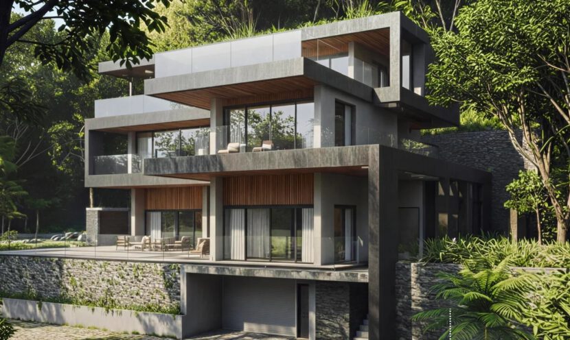 Hillside villa in jungle