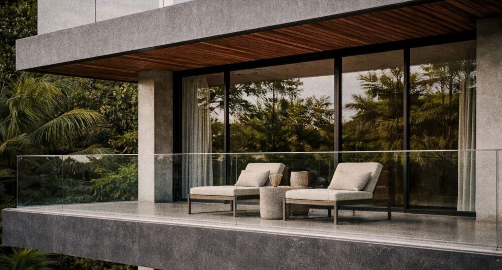 Villa terrace and glazed facade