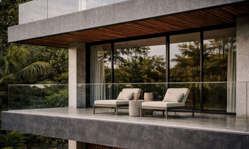 Villa terrace and glazed facade